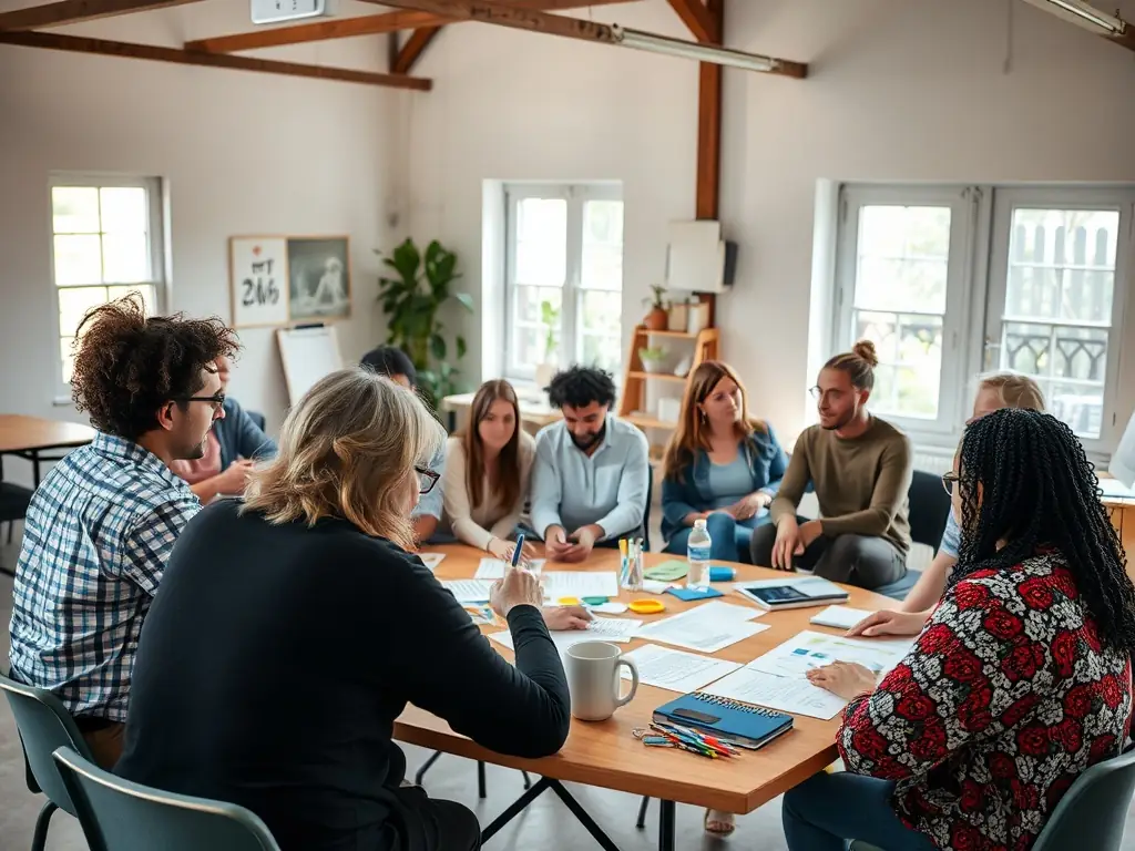 A heartwarming photograph of community members participating in a SPECTACLES EN RECOMMANDE-sponsored workshop, demonstrating the enhanced community engagement and positive social impact.