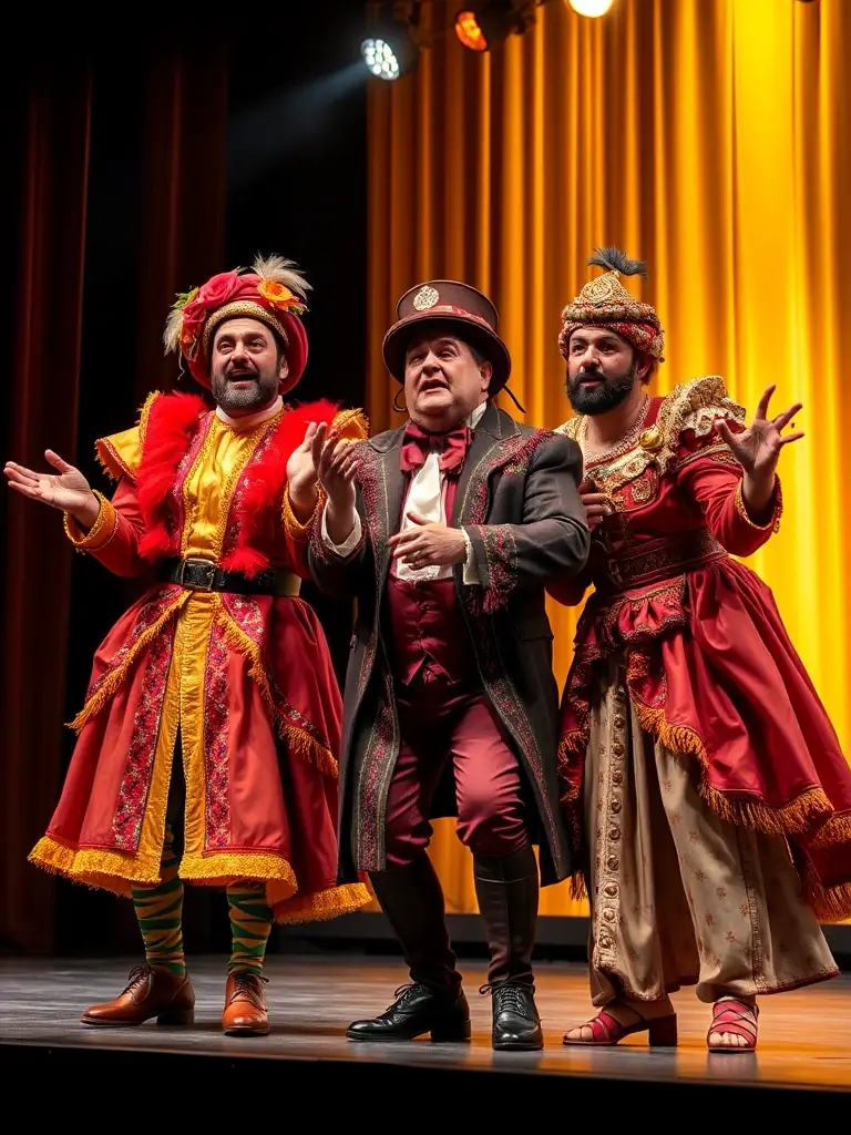 A vibrant photograph capturing a live theatrical performance supported by SPECTACLES EN RECOMMANDE, showcasing actors on stage with dynamic lighting and engaged audience members.